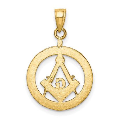 14K Yellow Gold Polished And Diamond-Cut Masonic Symbol Pendant