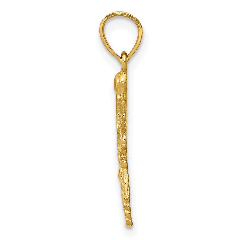 14K Yellow Gold Diamond-Cut Rn Pendant