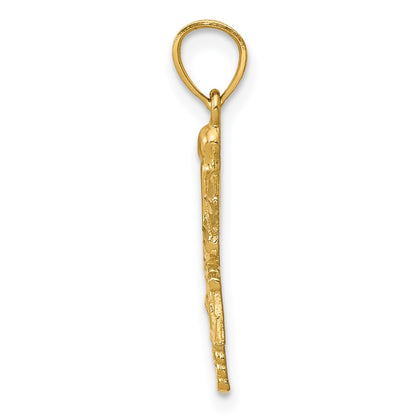 14K Yellow Gold Diamond-Cut Rn Pendant