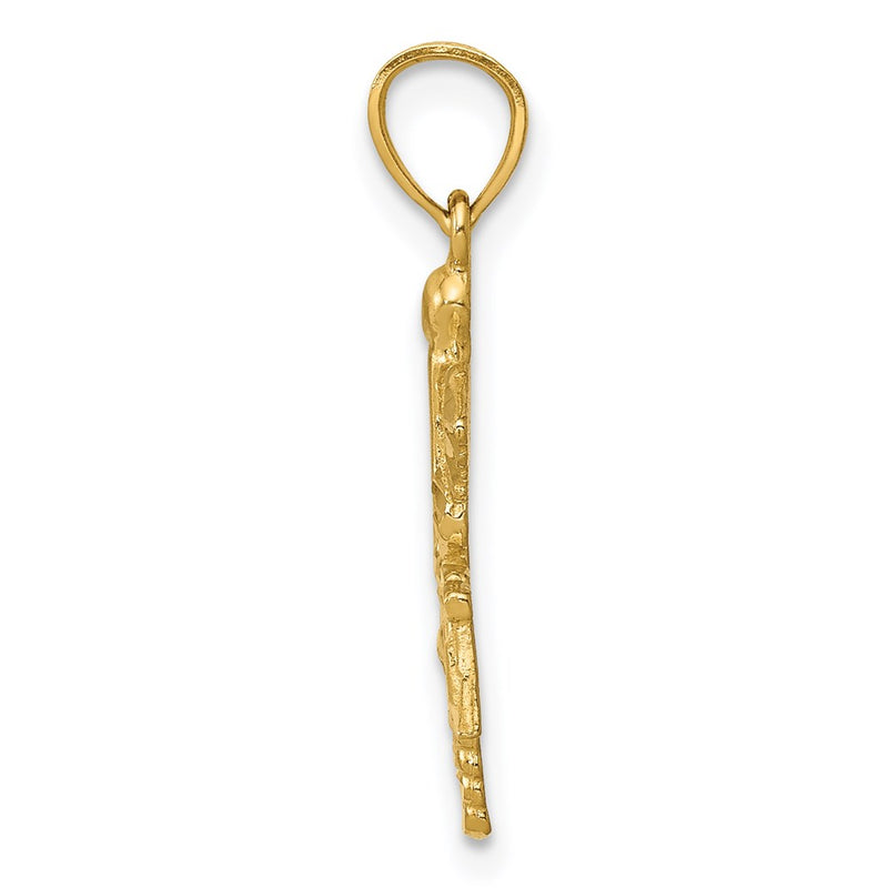 14K Yellow Gold Diamond-Cut Rn Pendant