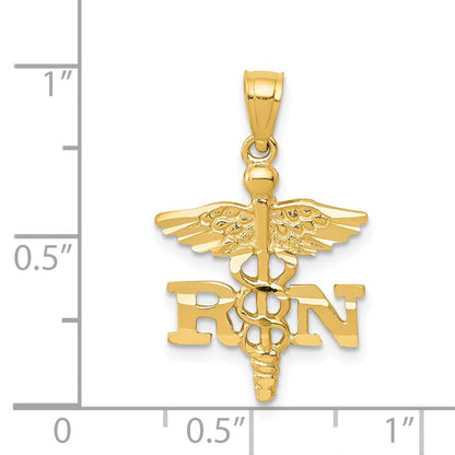 14K Yellow Gold Diamond-Cut Rn Pendant