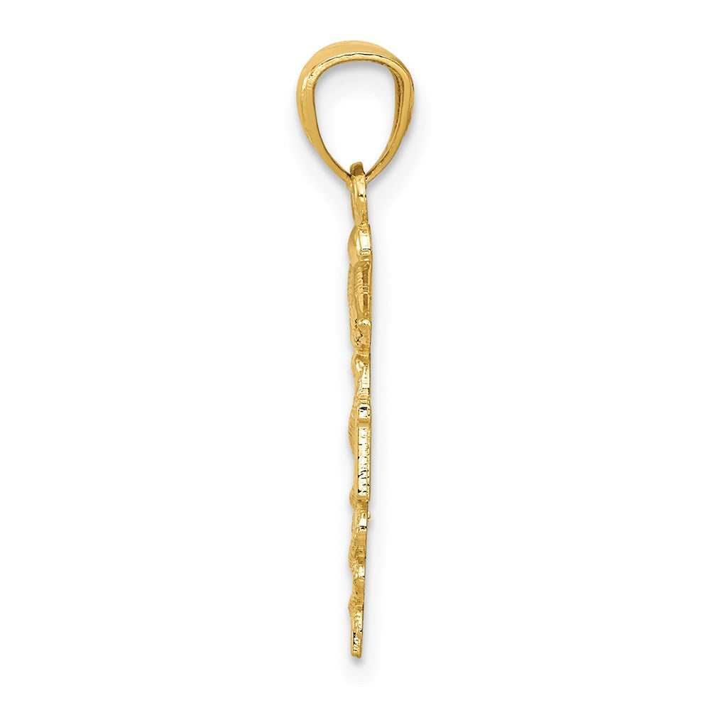14K Yellow Gold Diamond-Cut Polished Rn Nurse Pendant