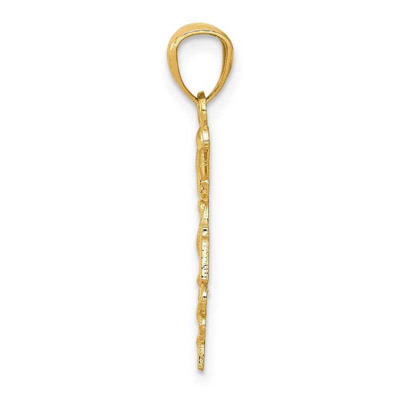 14K Yellow Gold Diamond-Cut Polished Rn Nurse Pendant