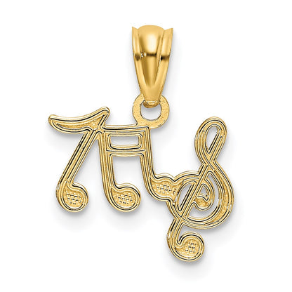 14K Yellow Gold Polished Music Notes Pendant