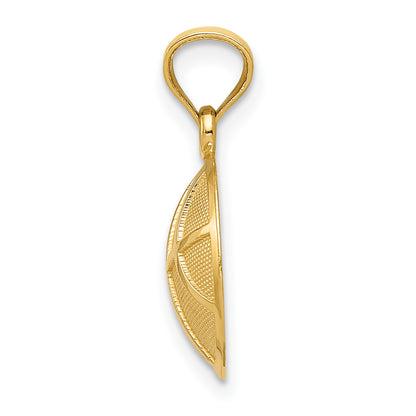 14K Yellow Gold Satin And Polished Basketball Pendant