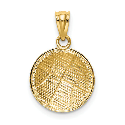 14K Yellow Gold Satin And Polished Basketball Pendant
