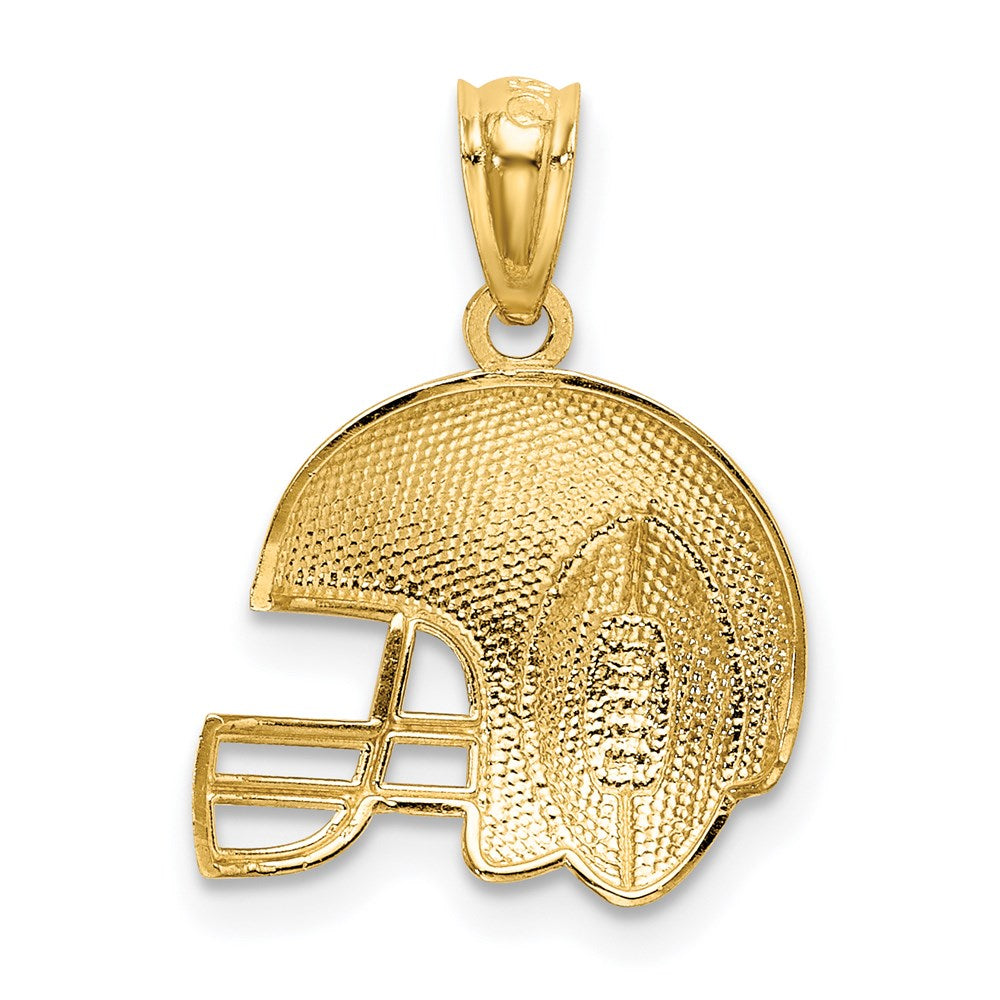 14K Yellow & Rhodium W/Rhodium Satin/Polished Football Helmet Pendant
