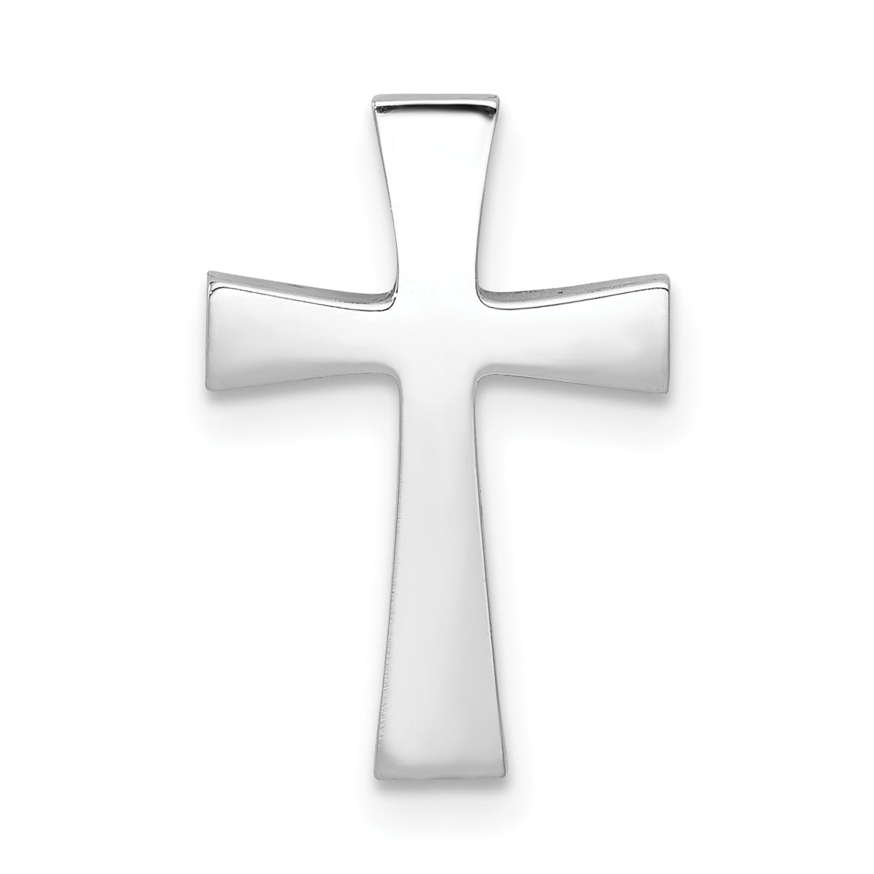 14K White Gold Polished Cross Chain Slide