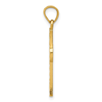 14K Yellow Gold Diamond-Cut Latin Cross Pendant