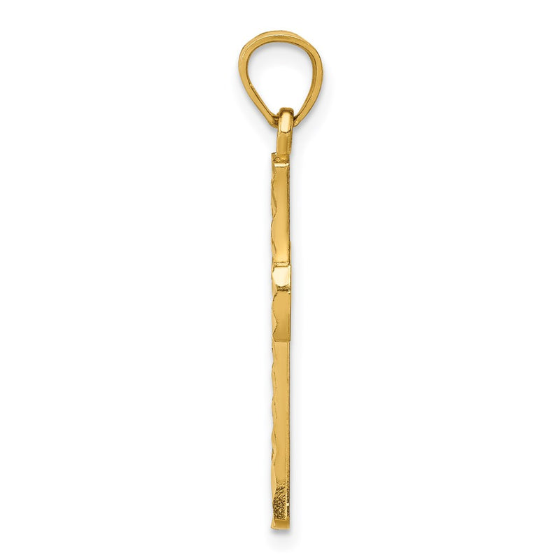 14K Yellow Gold Diamond-Cut Latin Cross Pendant