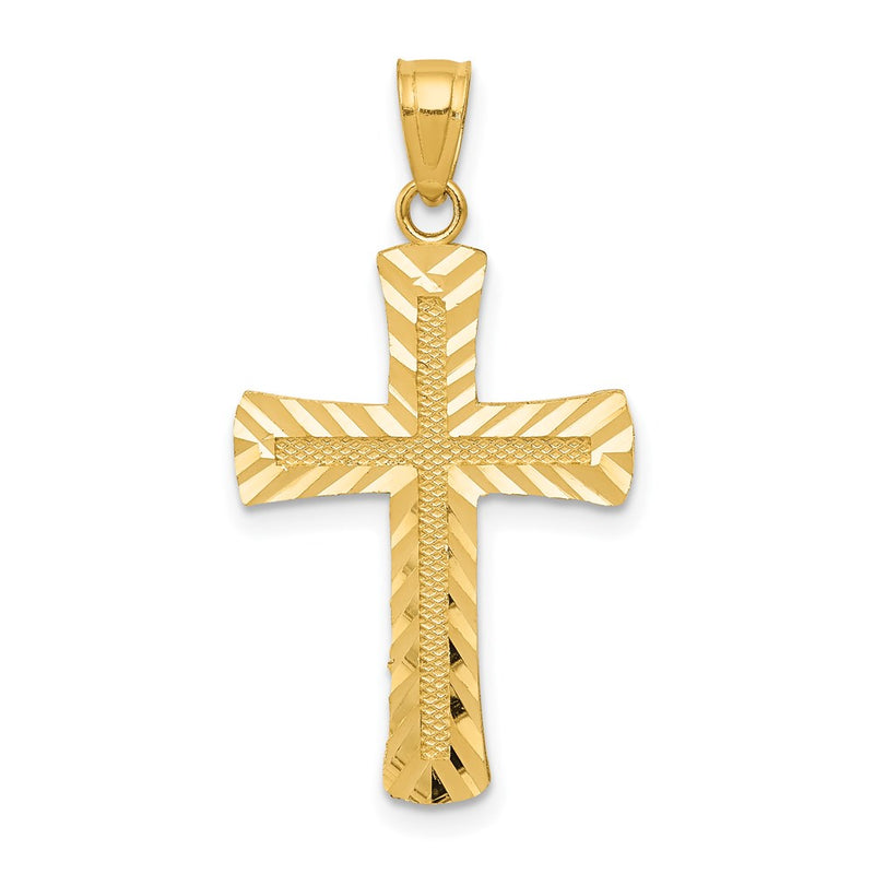 14K Yellow Gold Diamond-Cut Latin Cross Pendant