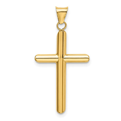 14K Yellow Gold Polished Tube Cross Pendant