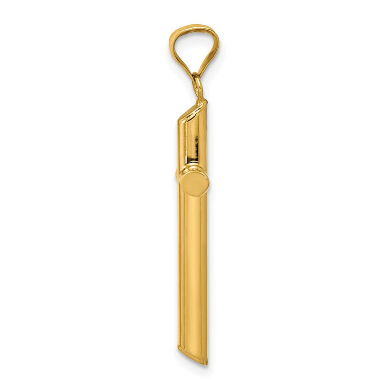 14K Yellow Gold Polished Tube Cross Pendant