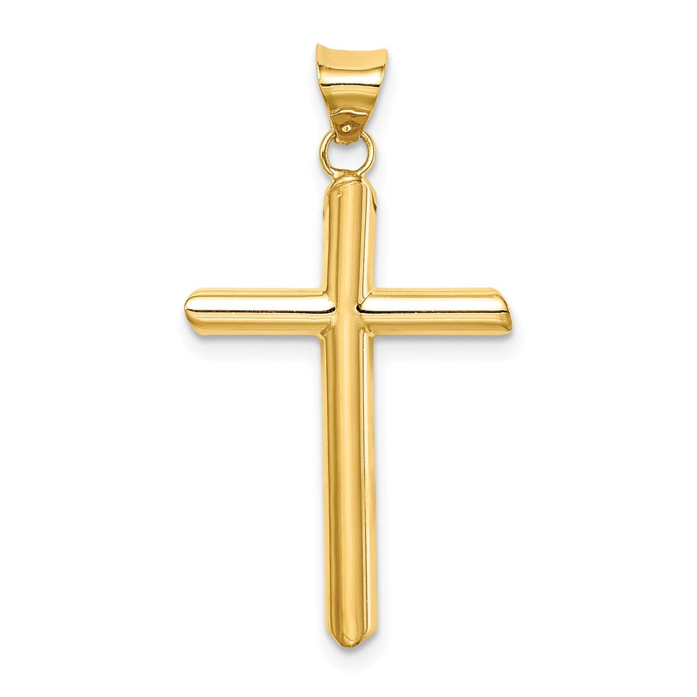 14K Yellow Gold Polished Tube Cross Pendant