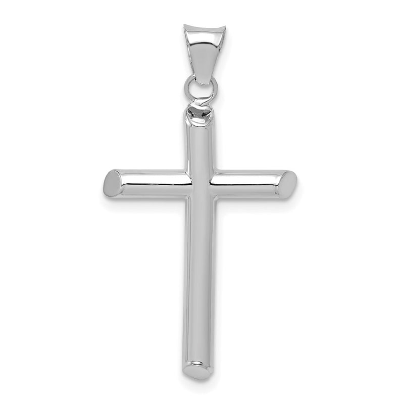 14K White Gold Polished Tube Cross Pendant
