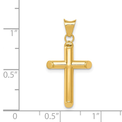 14K Yellow Gold Polished Tube Cross Pendant