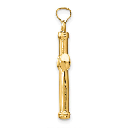 14K Yellow Gold Polished Stamping Cross Pendant