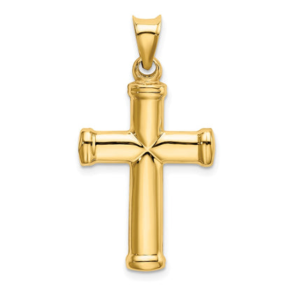 14K Yellow Gold Polished Stamping Cross Pendant