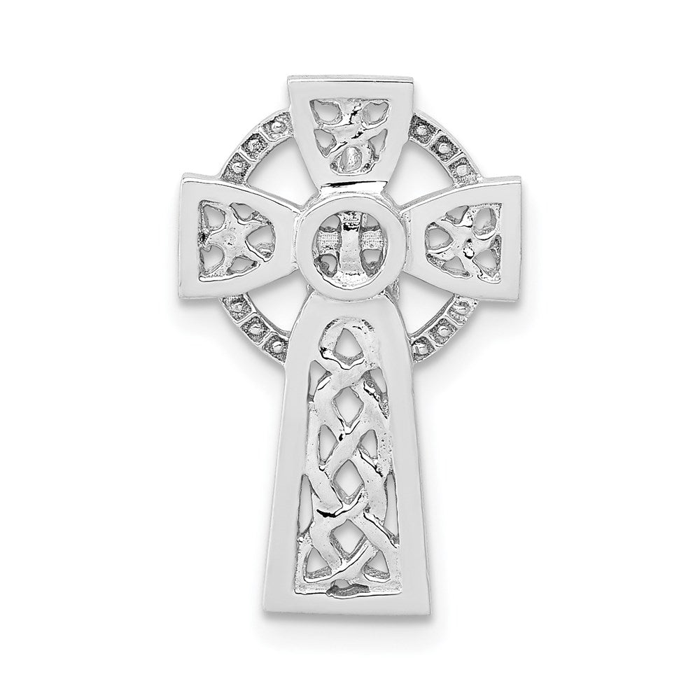 14K White Gold Polished Celtic Cross Slide