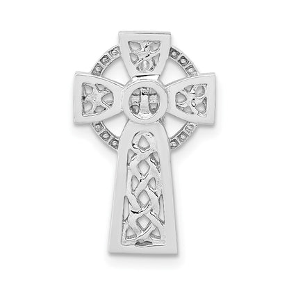 14K White Gold Polished Celtic Cross Slide