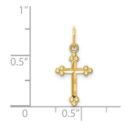 14K Yellow Gold Small D/C Budded Cross Pendant