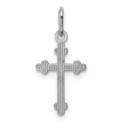 14K White Gold Polished D/C Small Budded Cross Charm