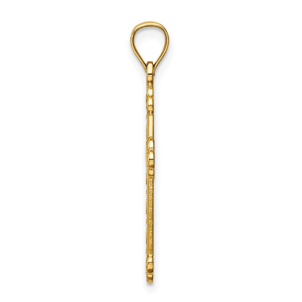 14K Yellow Gold Satin And Polished Faith Cross Pendant