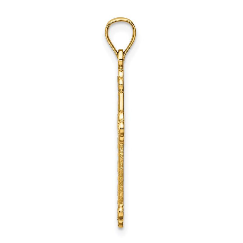 14K Yellow Gold Satin And Polished Faith Cross Pendant