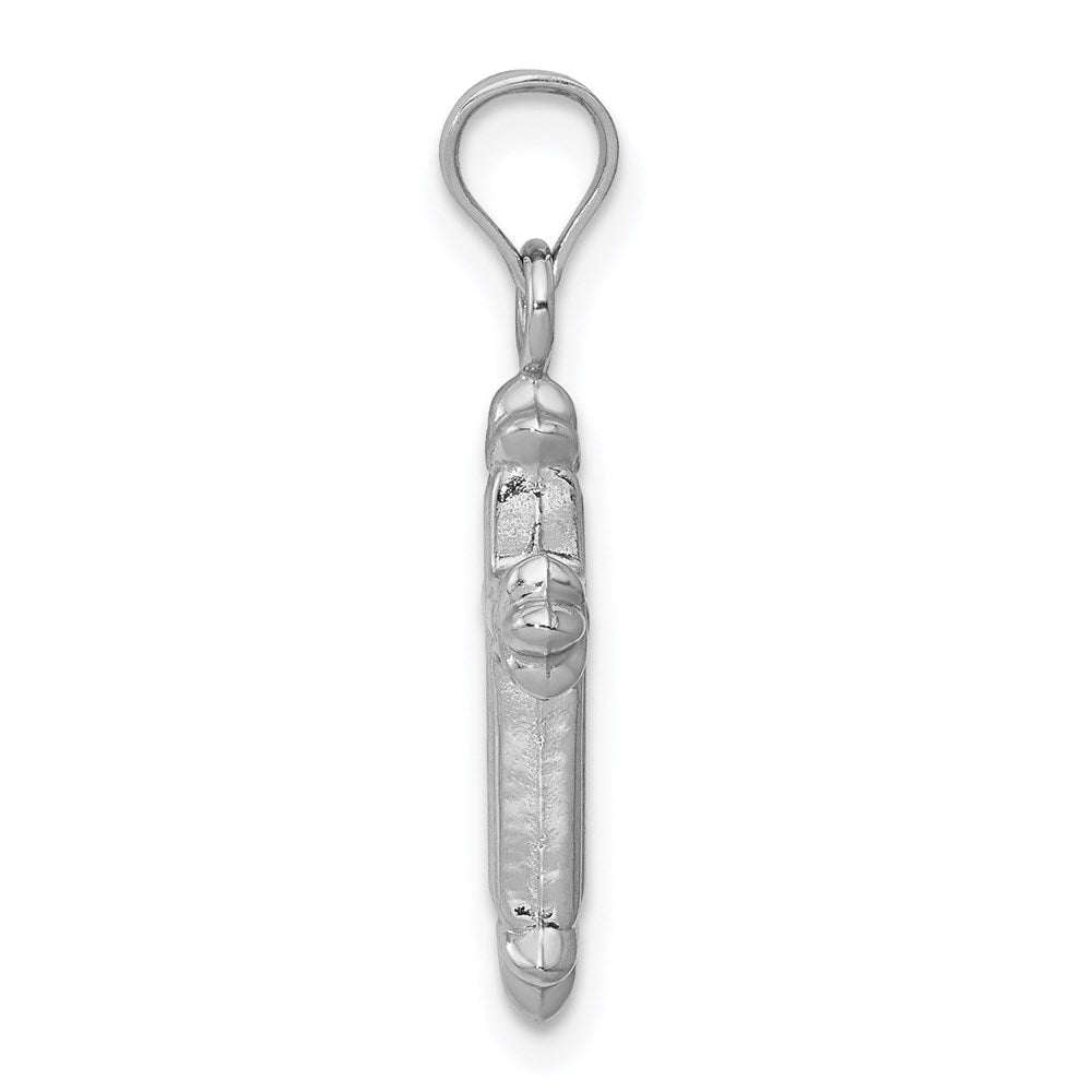 14K White Gold Fleur De Lis Hollow Cross Charm