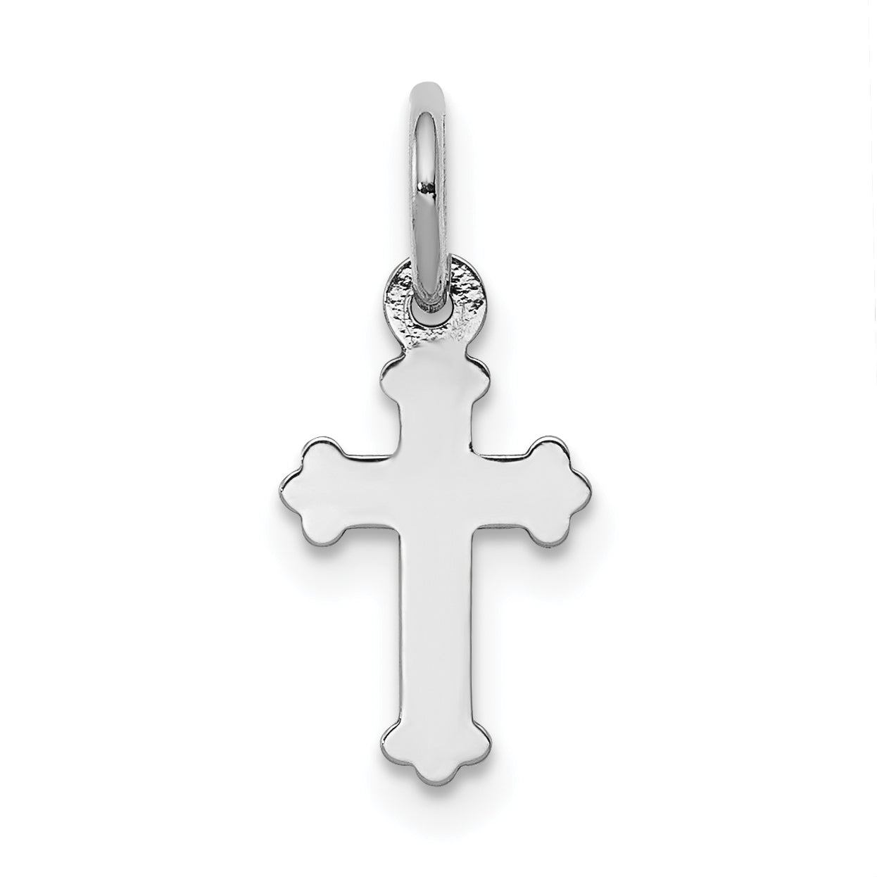 14K White Gold Mini Polished Cross Charm
