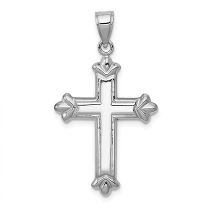 14K White Gold Reversible Diamond-Cut Cross Pendant