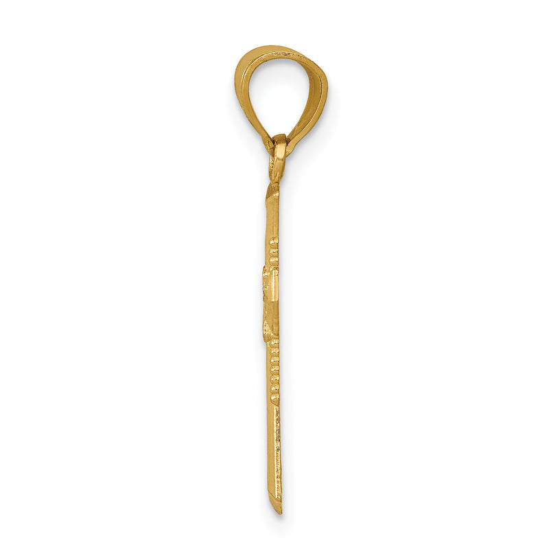 14K Yellow Gold Diamond-Cut Cross Pendant