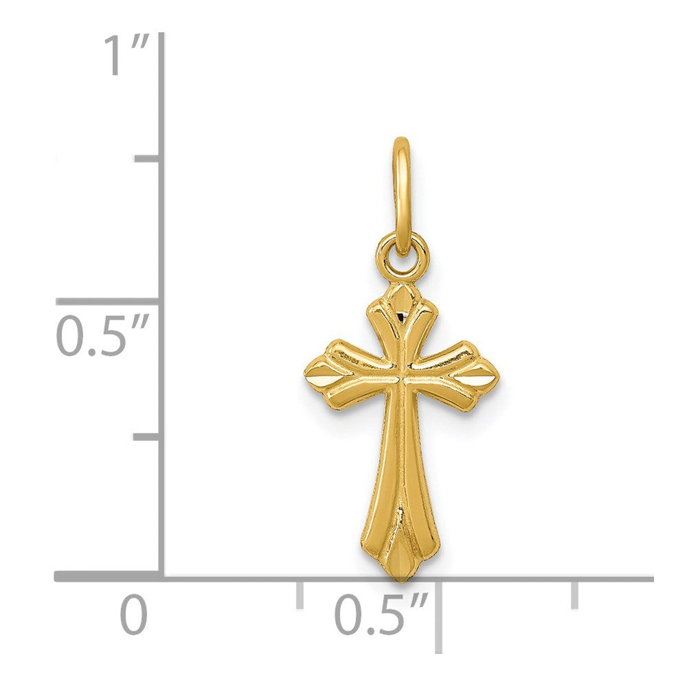 14K Yellow Gold Polished D/C Small Cross Charm