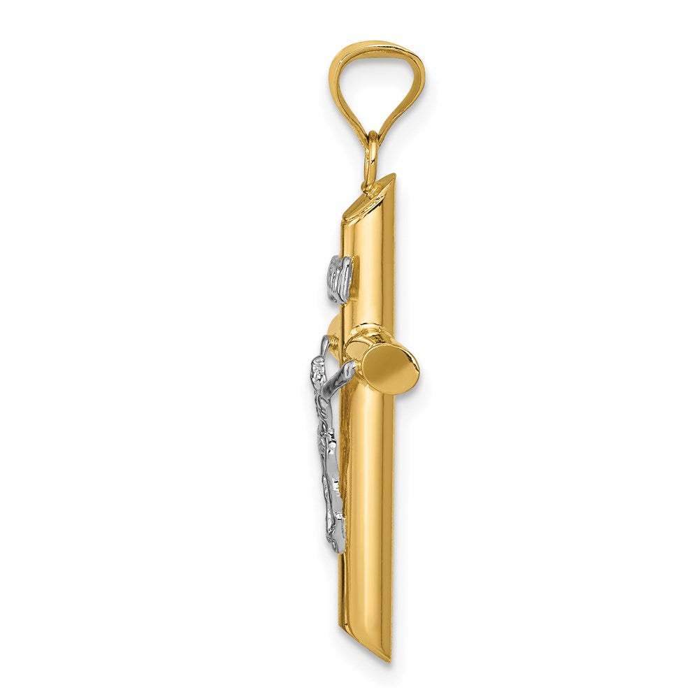 14K Two-Tone Polished Jesus Crucifix Pendant