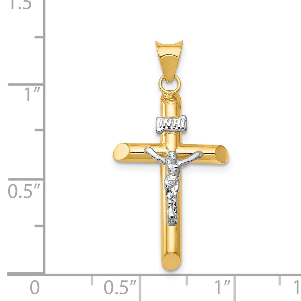14K Two-Tone Polished Jesus Crucifix Pendant