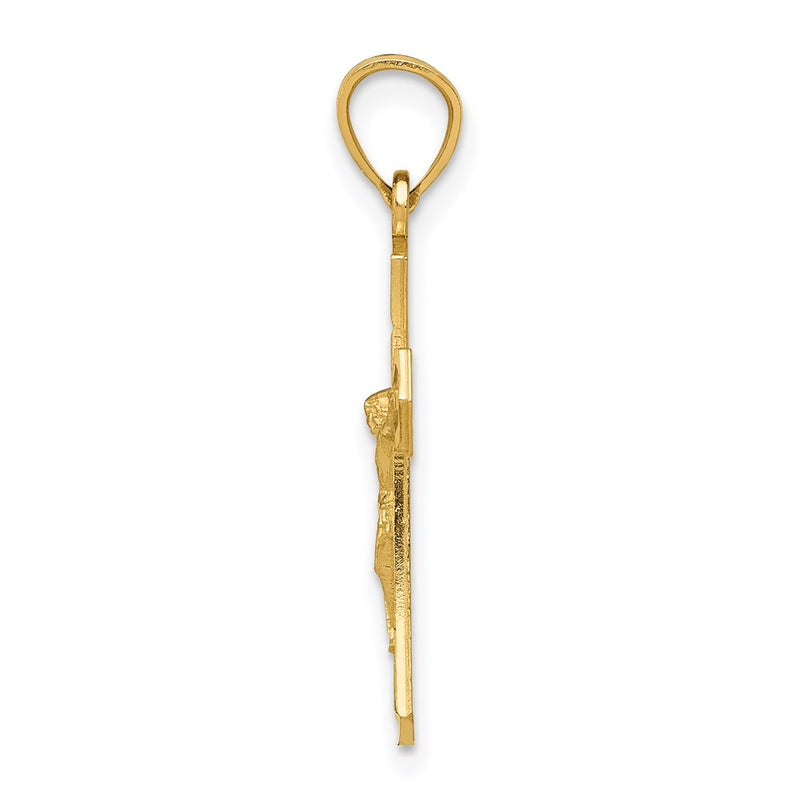 14K Yellow Gold Diamond-Cut Crucifix Pendant