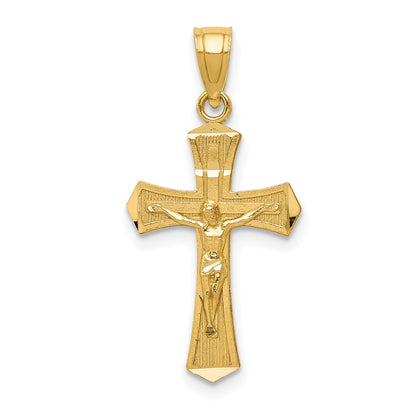14K Yellow Gold Diamond-Cut Crucifix Pendant
