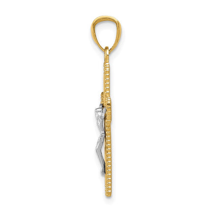 14K Two-Tone Polished Crucifix Pendant