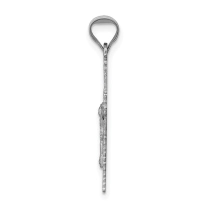 14K White Gold Crucifix Pendant