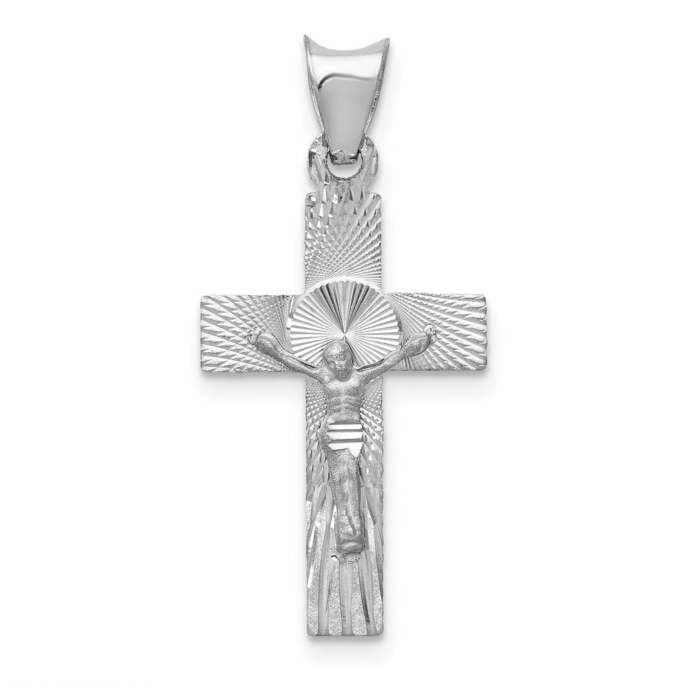 14K White Gold Crucifix Pendant