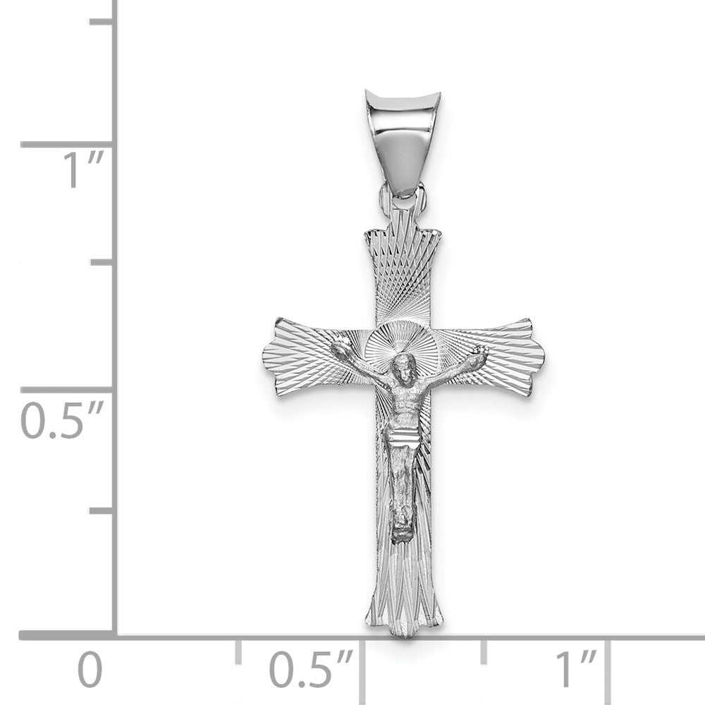14K White Gold Crucifix Pendant