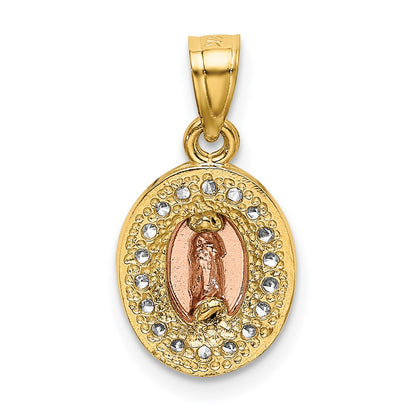 14K Two-Tone W/White Rhodium D/C Cz Lady Guadalupe Pendant