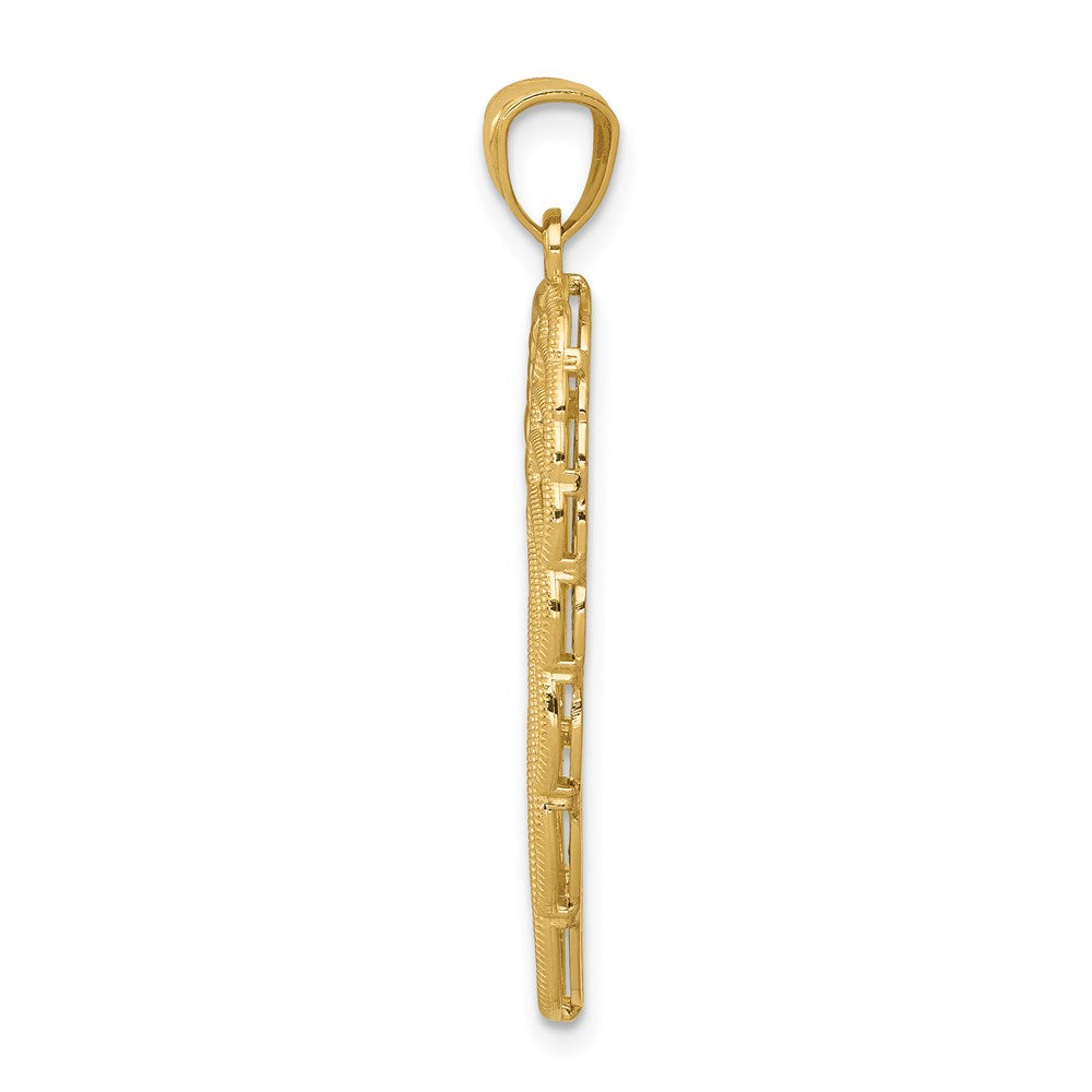 14K Yellow & Rhodium W/ Polished Two Level Angel Wing Pendant