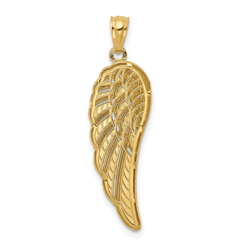14K Yellow & Rhodium W/ Polished Two Level Angel Wing Pendant