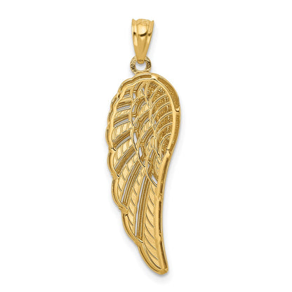 14K Yellow & Rhodium W/ Polished Two Level Angel Wing Pendant