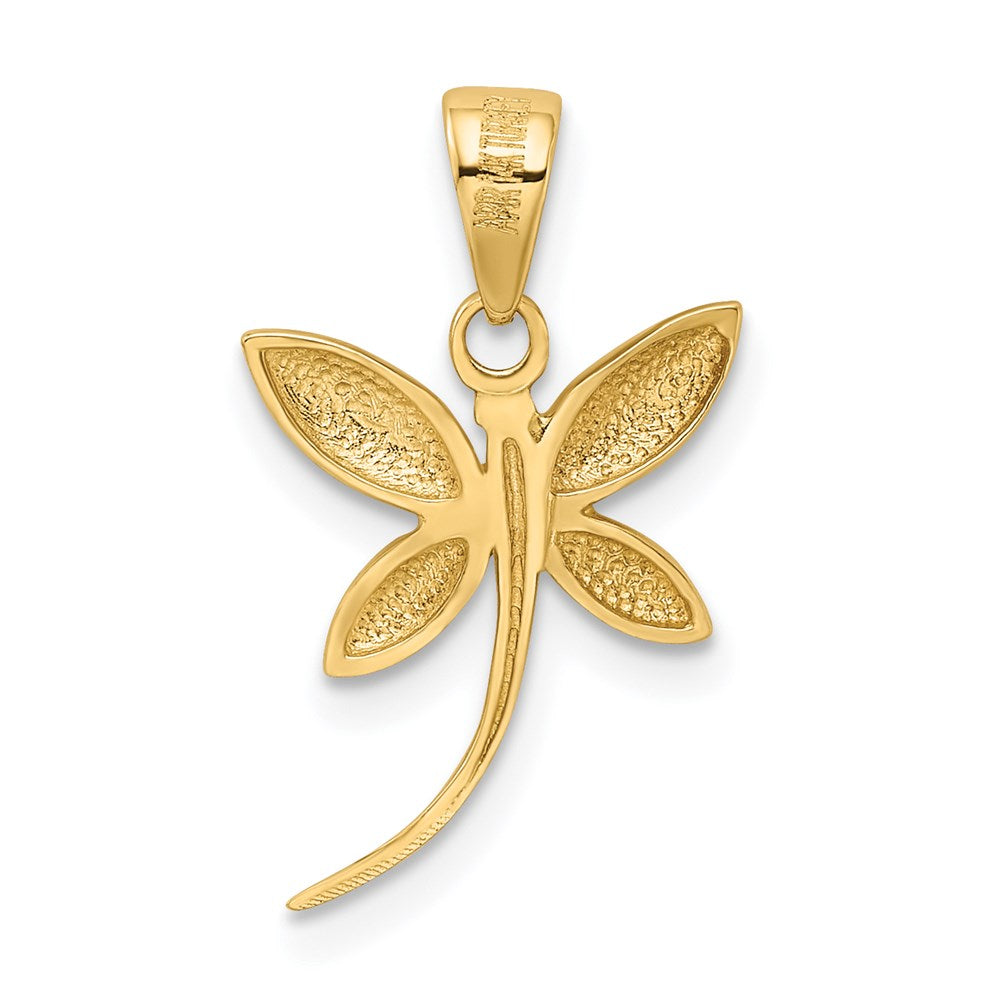 14K Yellow & Rhodium W/Rhodium D/C And Polished Dragonfly Pendant