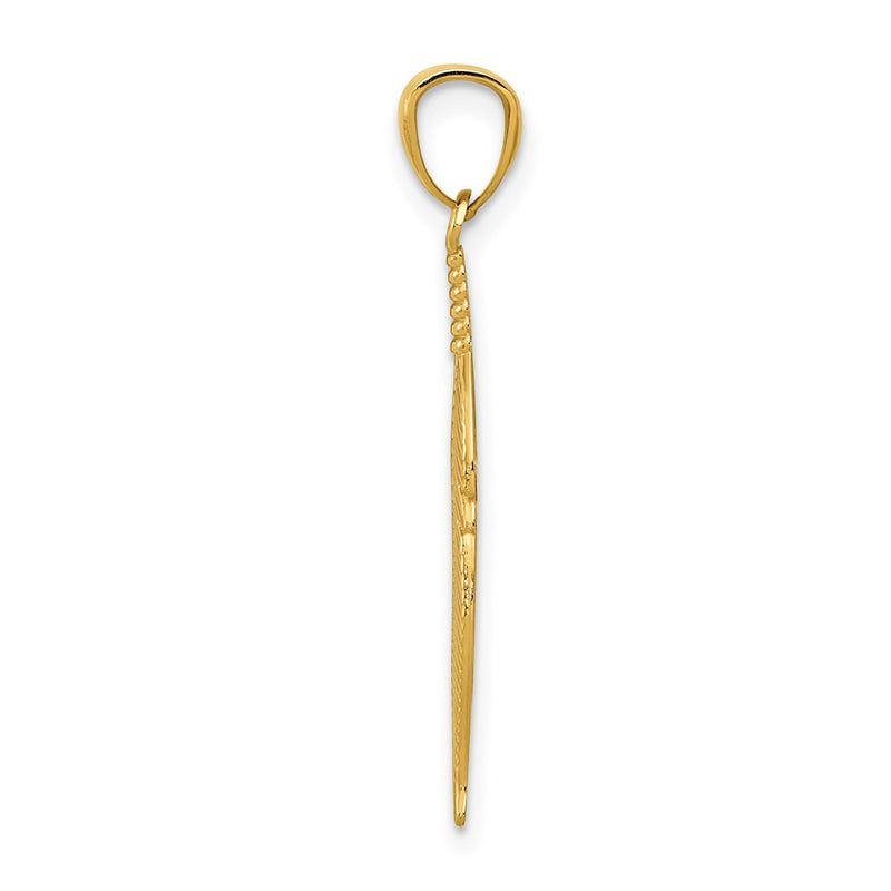 14K Yellow Gold Polished Feather Pendant