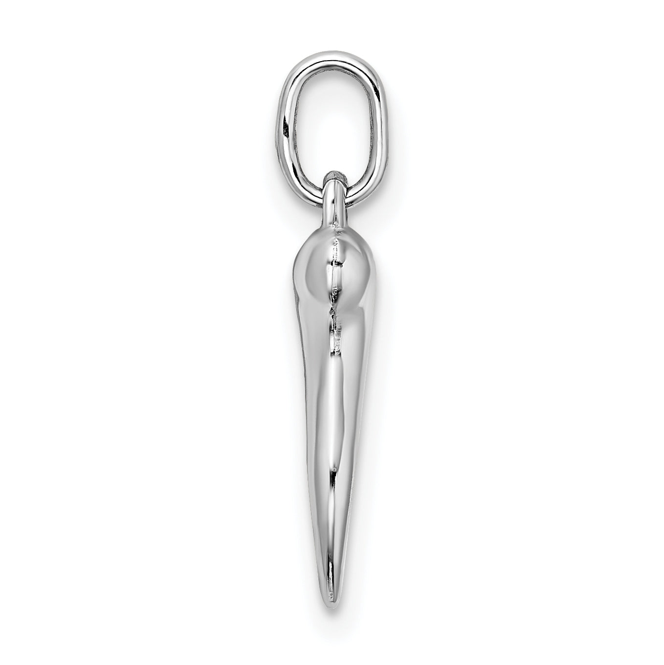 14K White Gold Hollow Italian Horn Pendant