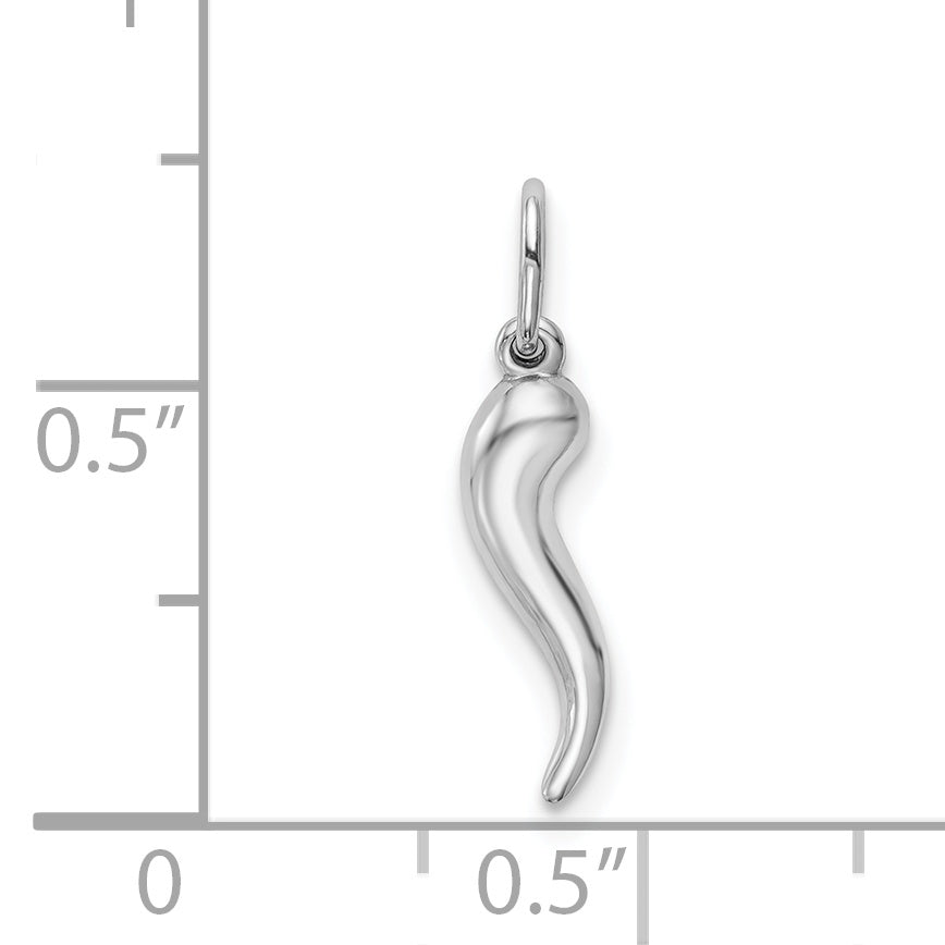 14K White Gold Hollow Italian Horn Pendant