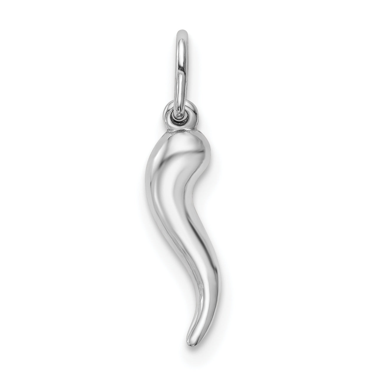 14K White Gold Hollow Italian Horn Pendant